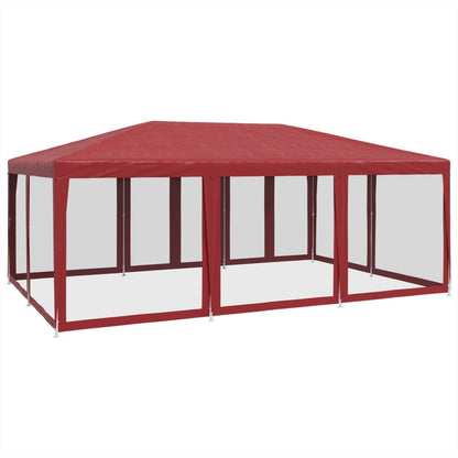 Tenda per Feste con 10 Pareti Laterali in Rete Rossa 6x4 m HDPE | homemem39