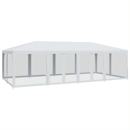 Tenda per Feste con 12 Pareti Laterali in Rete Bianco 8x4m HDPE | homemem39