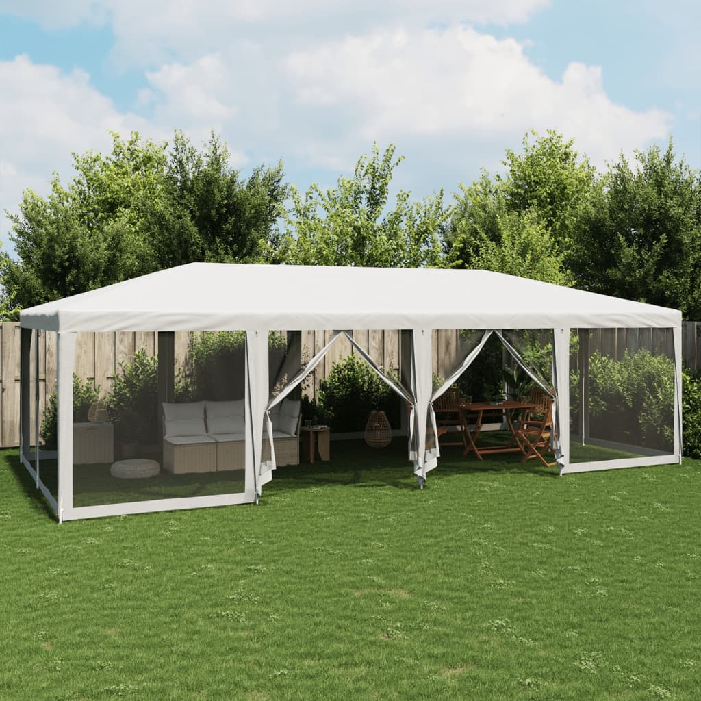 Tenda per Feste con 12 Pareti Laterali in Rete Bianco 8x4m HDPE | homemem39