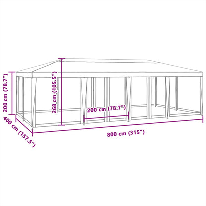 Tenda per Feste con 12 Pareti Laterali in Rete Verde 8x4 m HDPE | homemem39