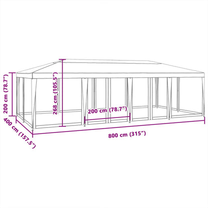 Tenda per Feste con 12 Pareti in Rete Antracite 8x4 m in HDPE | homemem39