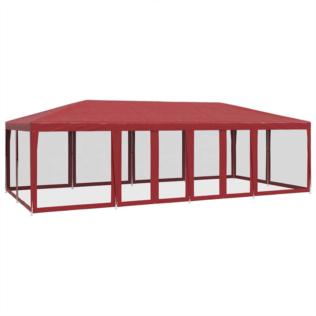 Tenda per Feste con 12 Pareti Laterali in Rete Rossa 8x4 m HDPE | homemem39
