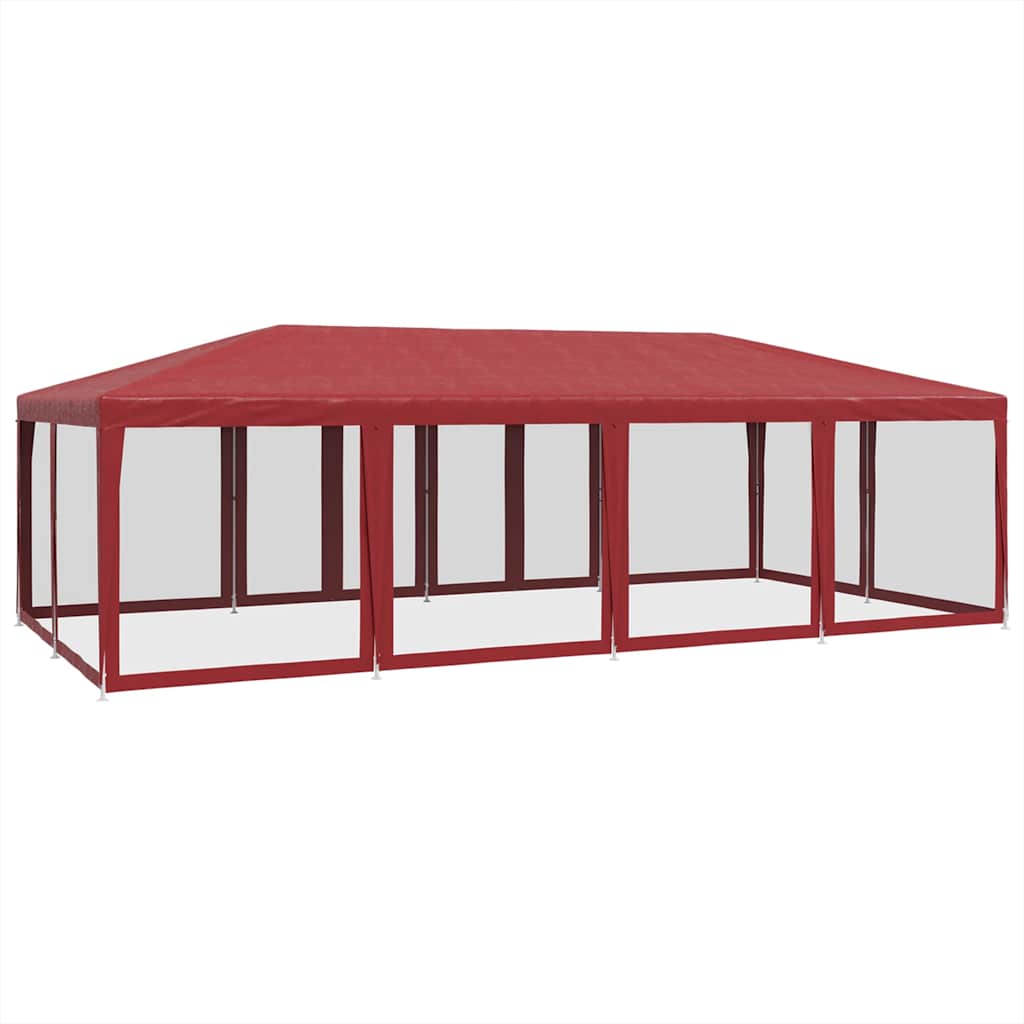Tenda per Feste con 12 Pareti Laterali in Rete Rossa 8x4 m HDPE | homemem39