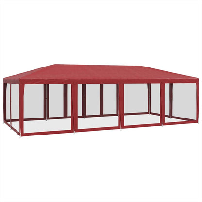 Tenda per Feste con 12 Pareti Laterali in Rete Rossa 8x4 m HDPE | homemem39