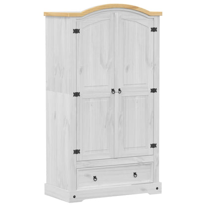 Armadio Corona Bianco 102x52x186 cm in Legno Massello di Pino