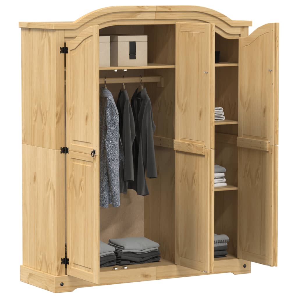 Corona wardrobe 151.5x52x186 cm in solid pine wood