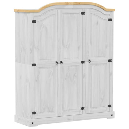 Corona White Wardrobe 151.5x52x186 cm in Solid Pine Wood