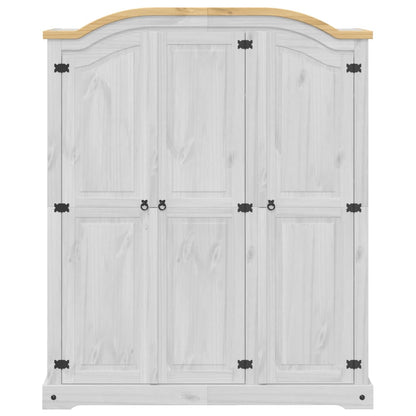 Corona White Wardrobe 151.5x52x186 cm in Solid Pine Wood