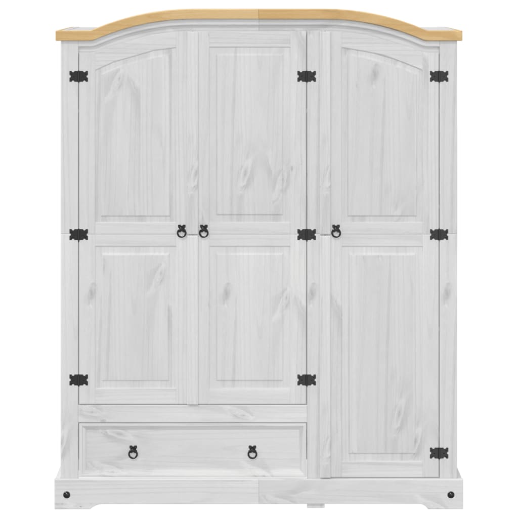 Armadio Corona Bianco 151,5x52x186 cm in Legno Massello di Pino