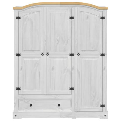 Armadio Corona Bianco 151,5x52x186 cm in Legno Massello di Pino