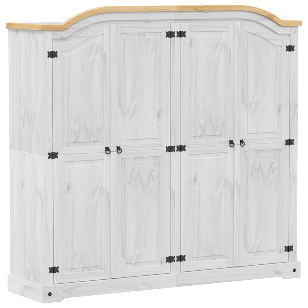 Armadio Corona Bianco 194x52x186 cm in Legno Massello di Pino