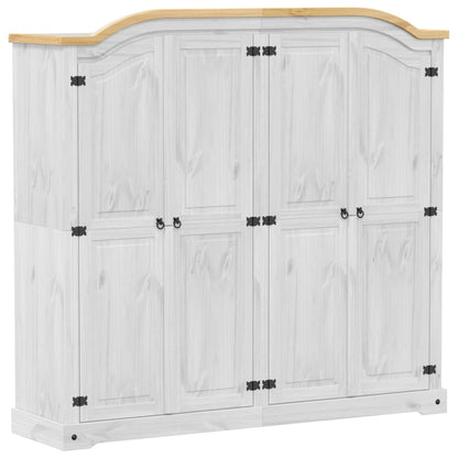 Corona White Wardrobe 194x52x186 cm in Solid Pine Wood