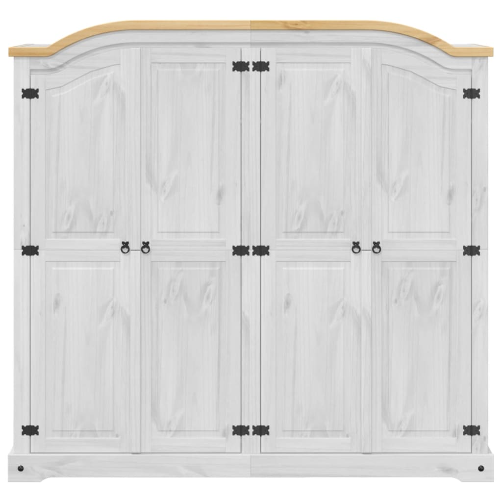 Corona White Wardrobe 194x52x186 cm in Solid Pine Wood