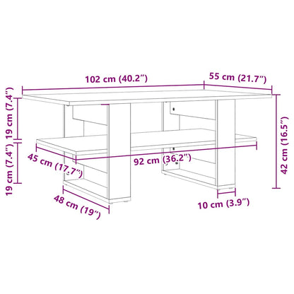 Tavolino Salotto Grigio Cemento 102x55x42 cm Legno Multistrato