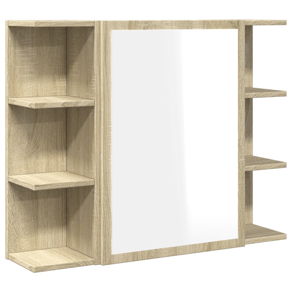 Mobile Bagno con Specchio Rovere Sonoma 80x20,5x64 Multistrato | homemem39