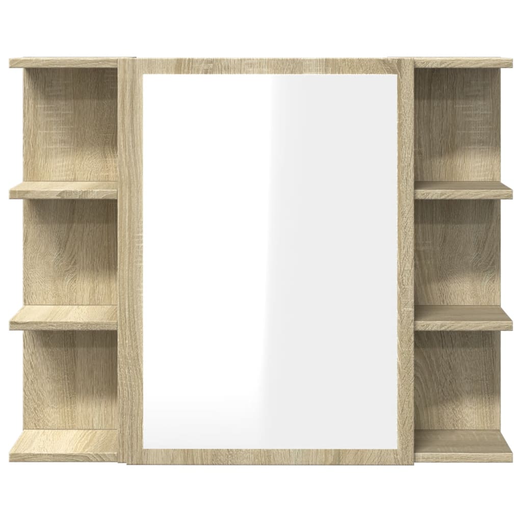 Mobile Bagno con Specchio Rovere Sonoma 80x20,5x64 Multistrato | homemem39