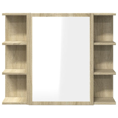 Mobile Bagno con Specchio Rovere Sonoma 80x20,5x64 Multistrato | homemem39