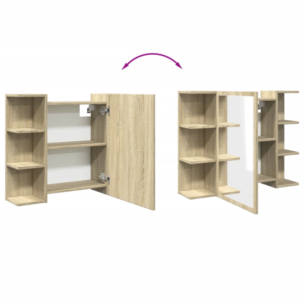 Mobile Bagno con Specchio Rovere Sonoma 80x20,5x64 Multistrato | homemem39