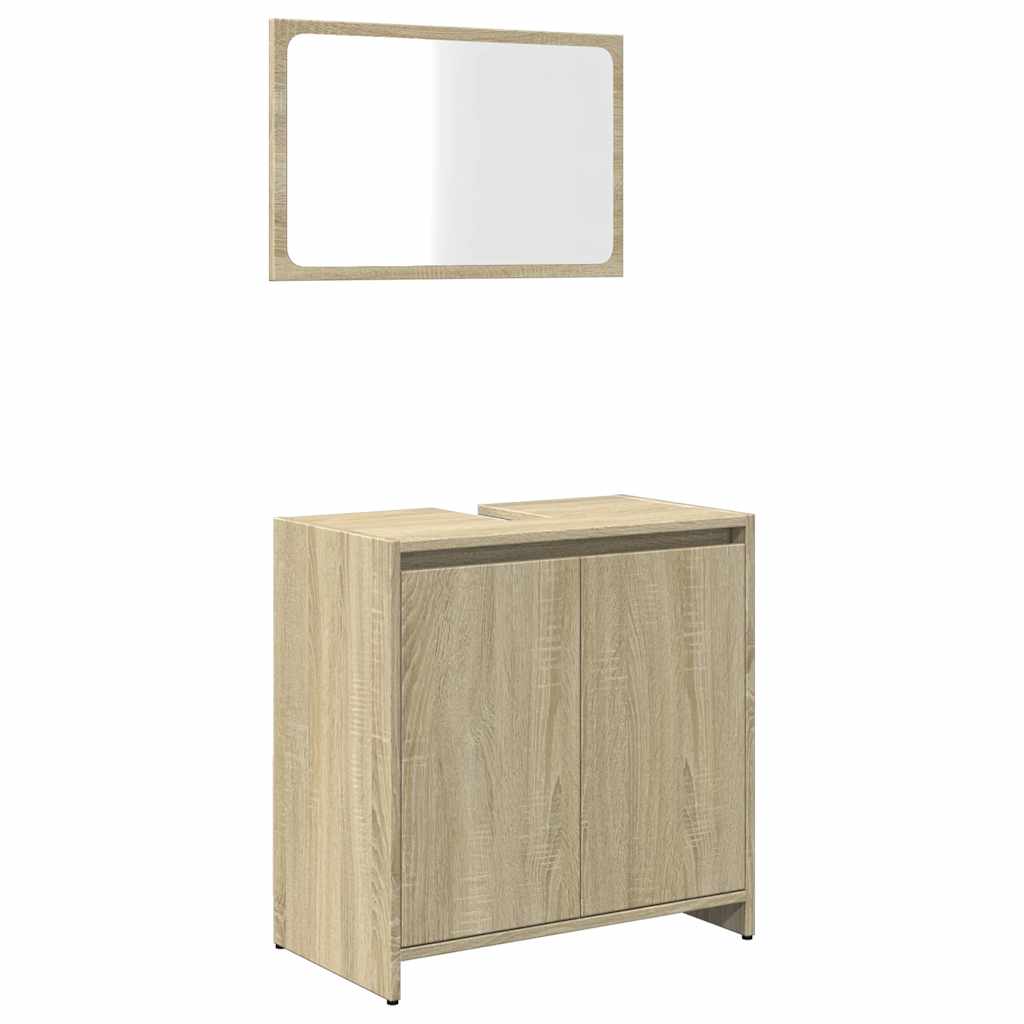 Set Mobili da Bagno 2 pz Rovere Sonoma in Legno Multistrato