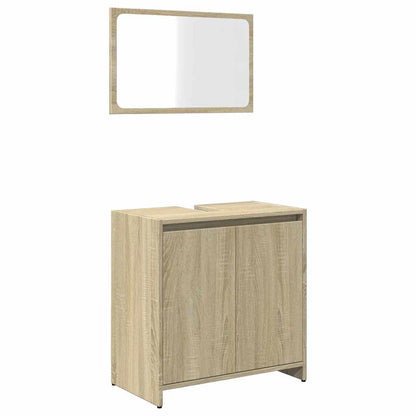 Set Mobili da Bagno 2 pz Rovere Sonoma in Legno Multistrato