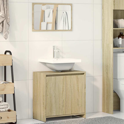 Set Mobili da Bagno 2 pz Rovere Sonoma in Legno Multistrato