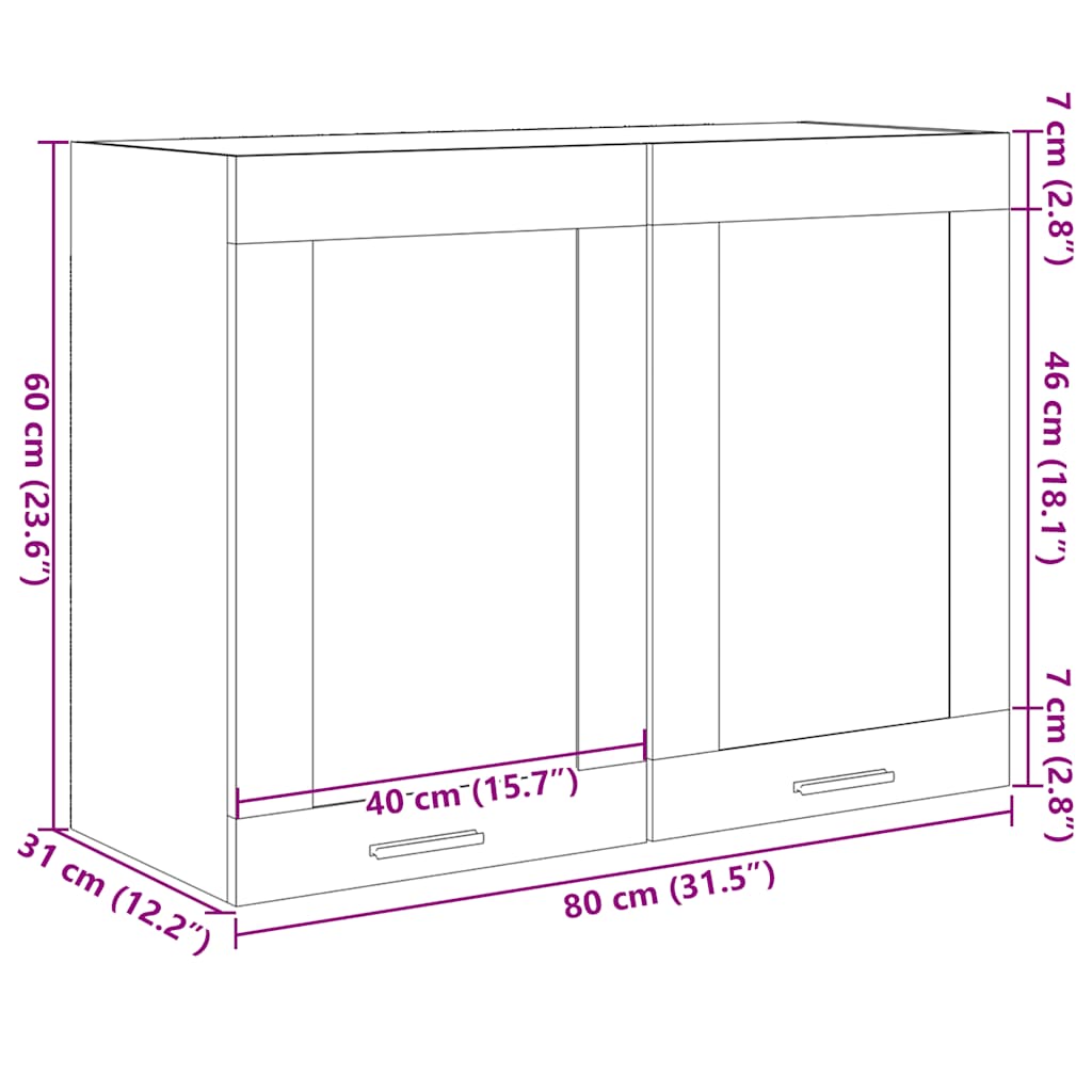 Mobile Pensile “Lyon” Vetro Rovere Sonoma 80x31x60cm | homemem39
