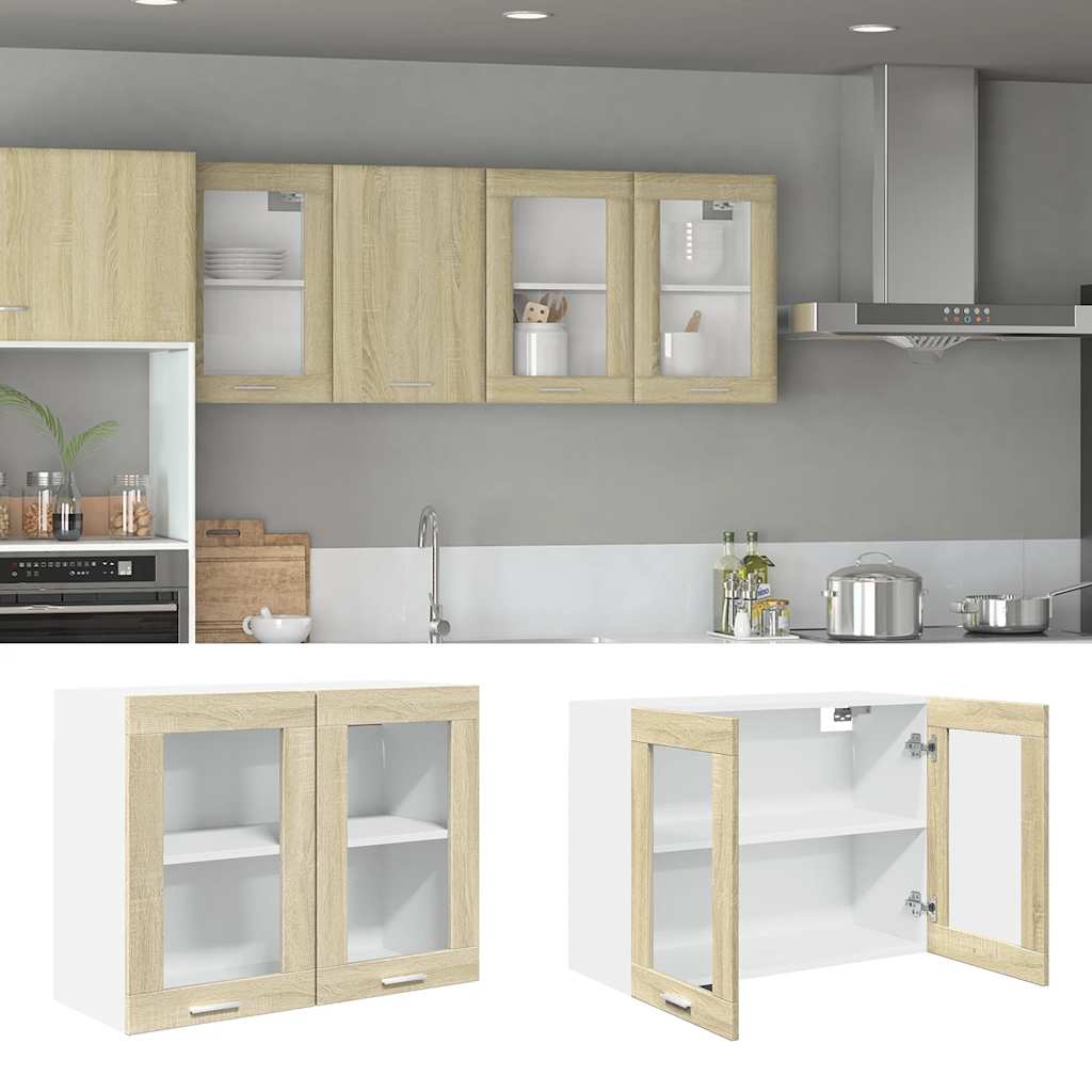 Mobile Pensile “Lyon” Vetro Rovere Sonoma 80x31x60cm