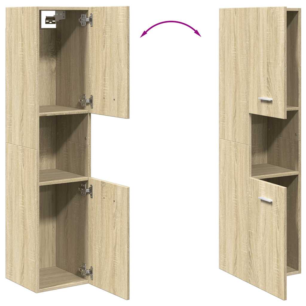 Mobile da Bagno Rovere Sonoma 30x30x130 cm in Legno Multistrato