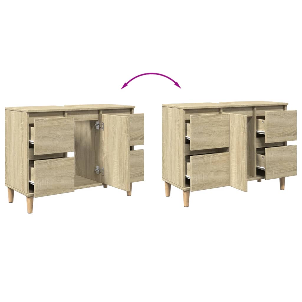 Mobile Lavabo Rovere Sonoma 80x33x60 cm in Legno Multistrato | homemem39
