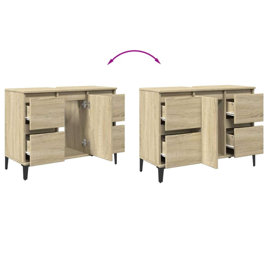 Mobile Lavabo Rovere Sonoma 80x33x60 cm in Legno Multistrato