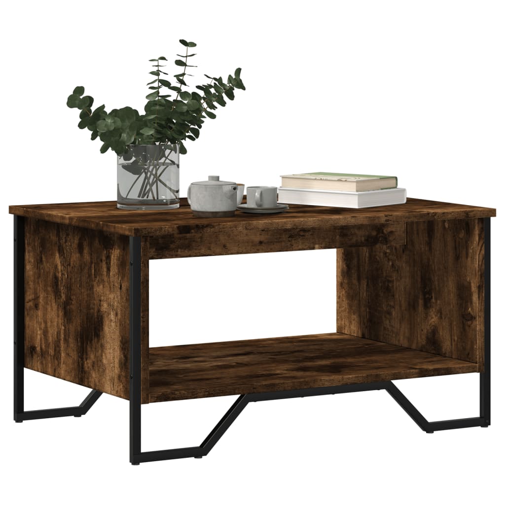 Tavolino da Salotto Rovere Fumo 75x51x40cm in Legno Multistrato