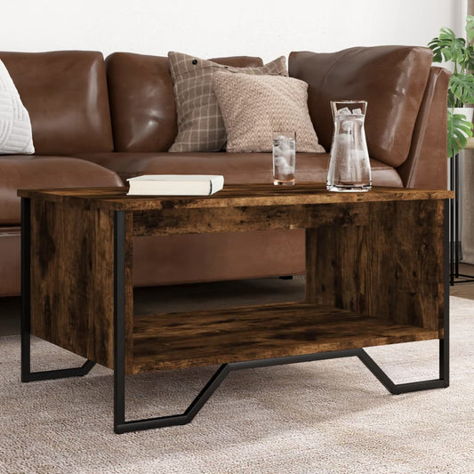 Tavolino da Salotto Rovere Fumo 75x51x40cm in Legno Multistrato