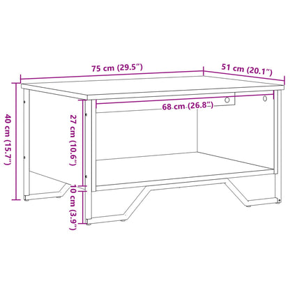 Tavolino da Salotto Rovere Marrone 75x51x40cm Legno Multistrato