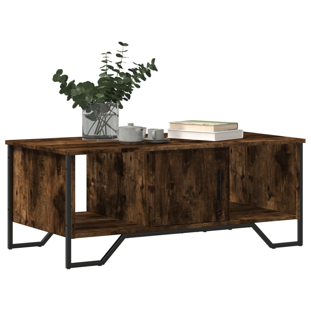 Tavolino da Salotto Rovere Fumo 100x51x40 cm Legno Multistrato
