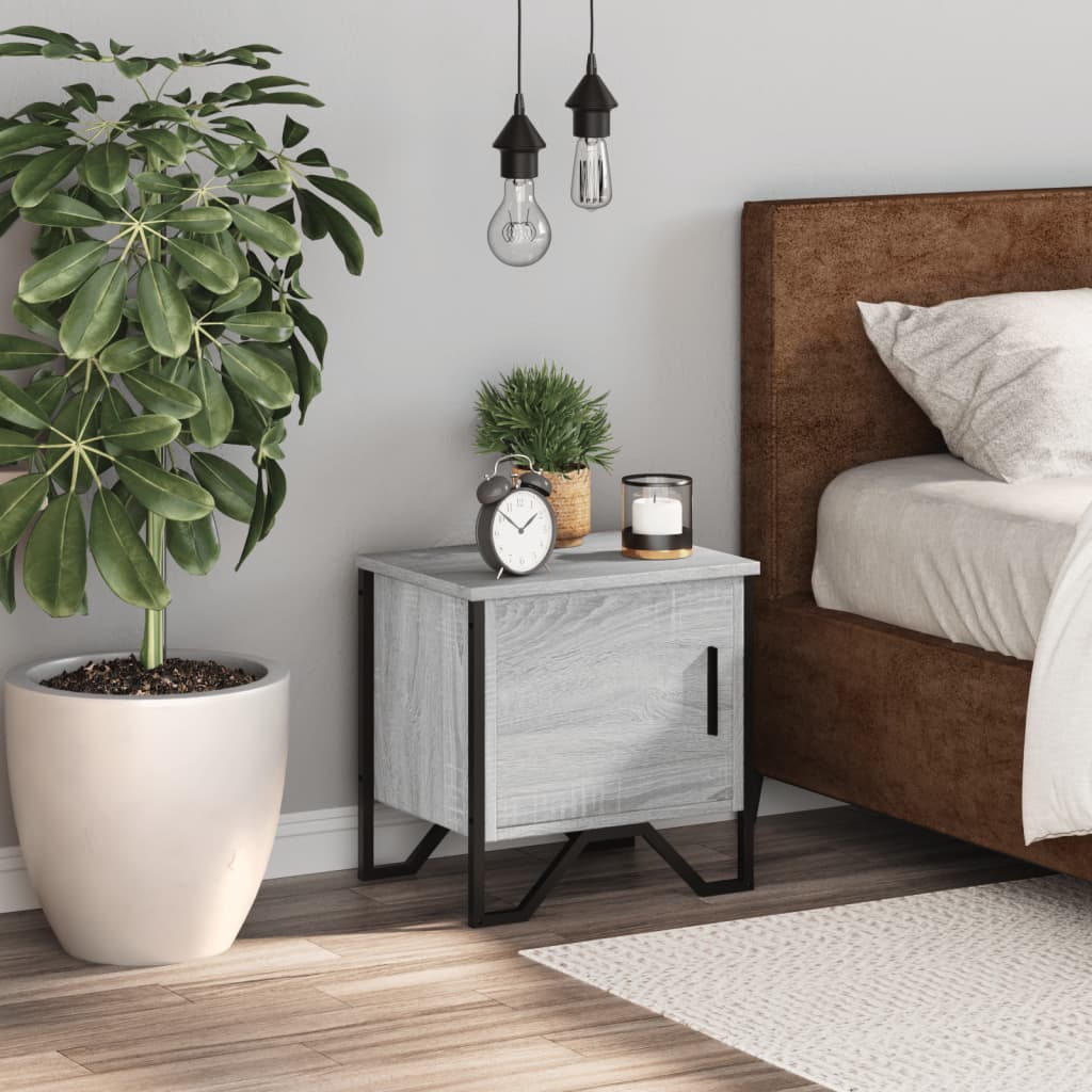 Comodino Grigio Sonoma 40x30x40 cm in Truciolato - homemem39