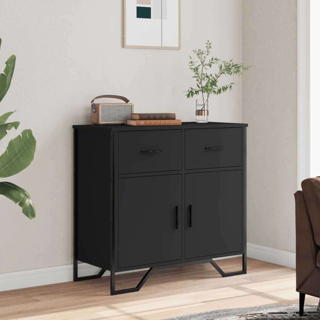 Credenza Nera 79,5x35,5x74,5 cm in Legno Multistrato