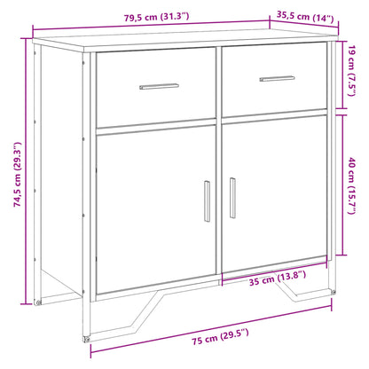 Credenza Nera 79,5x35,5x74,5 cm in Legno Multistrato