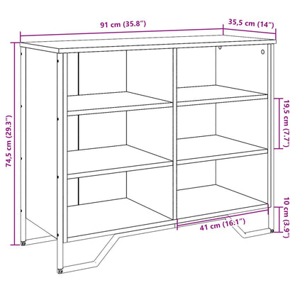 Credenza Nera 91x35,5x74,5 cm in Legno Multistrato