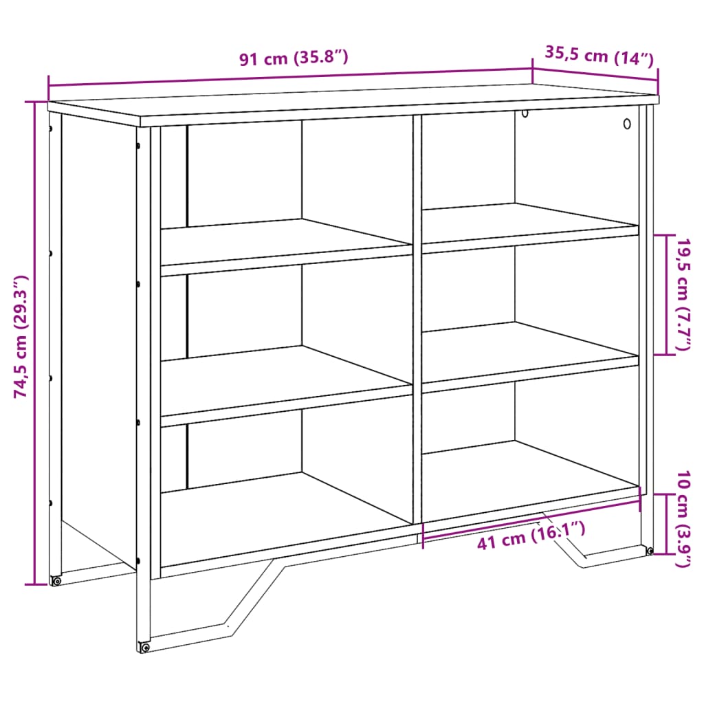 Credenza Rovere Marrone 91x35,5x74,5 cm in Legno Multistrato