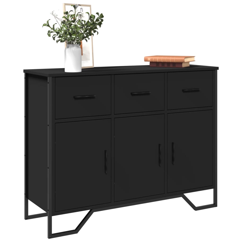 Credenza Nera 97x32,5x74,5 cm in Legno Multistrato - homemem39