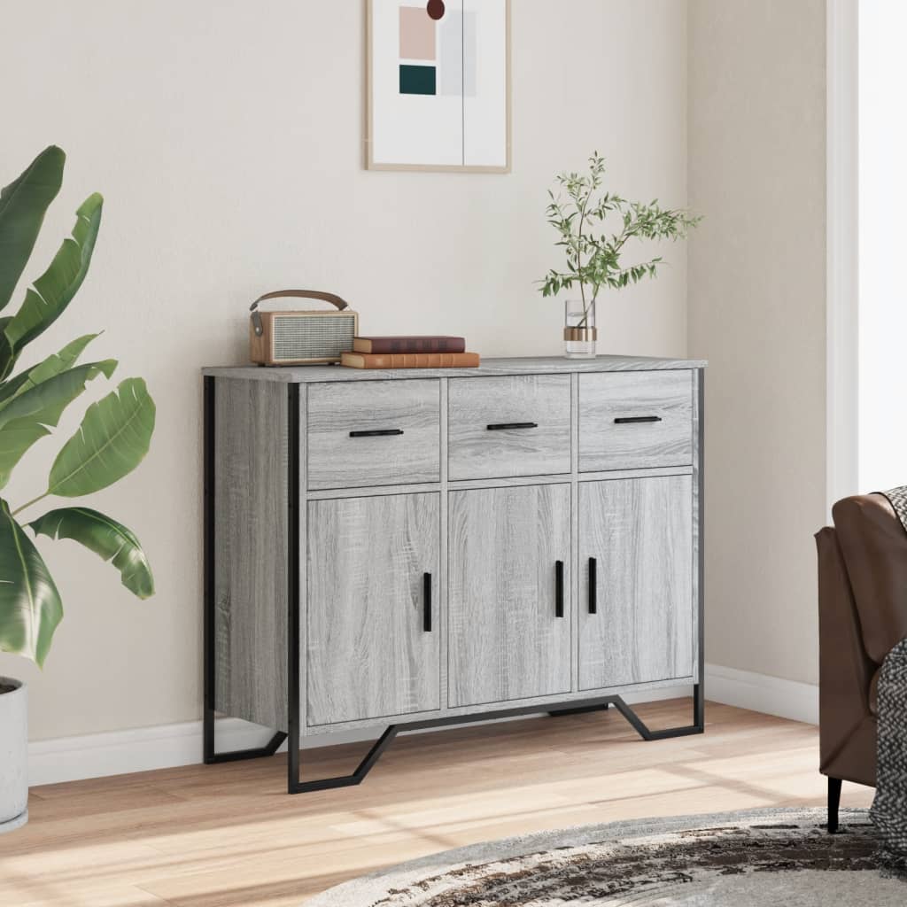 Credenza Grigio Sonoma 97x32,5x74,5 cm in Legno Multistrato - homemem39