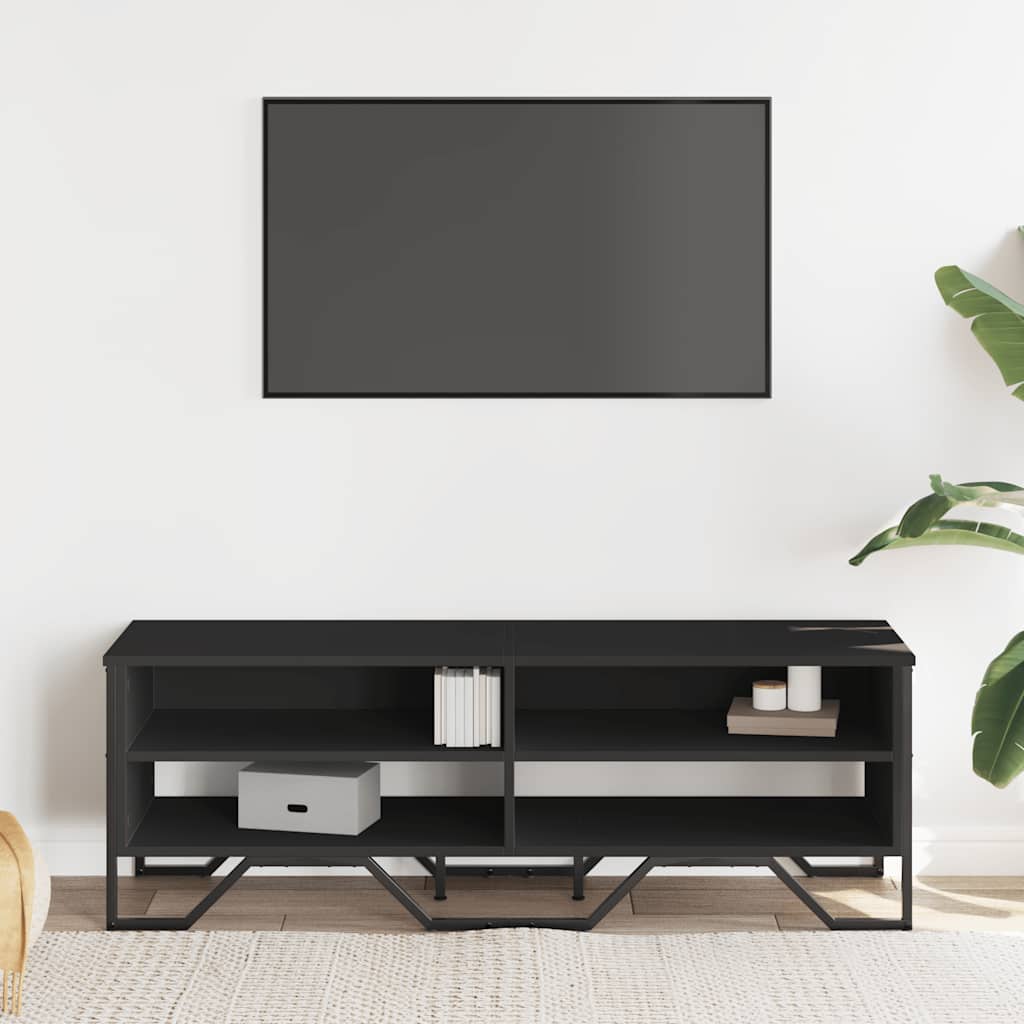 Mobile Porta TV Nero 122x34x41 cm in Legno Multistrato | homemem39