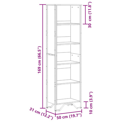 Libreria Nera 50x31x169 cm in Legno Multistrato