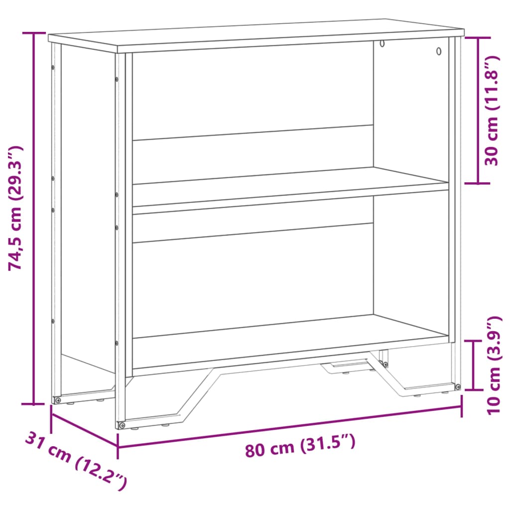 Libreria Nera 80x31x74,5 cm in Legno Multistrato