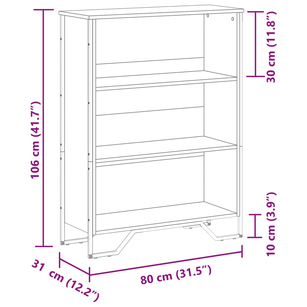 Libreria Rovere Sonoma 80x31x106 cm in Legno Multistrato