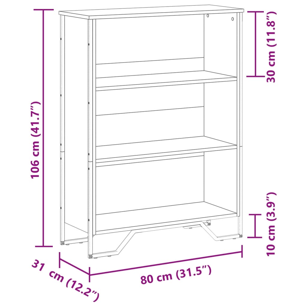 Libreria Rovere Marrone 80x31x106 cm in Legno Multistrato