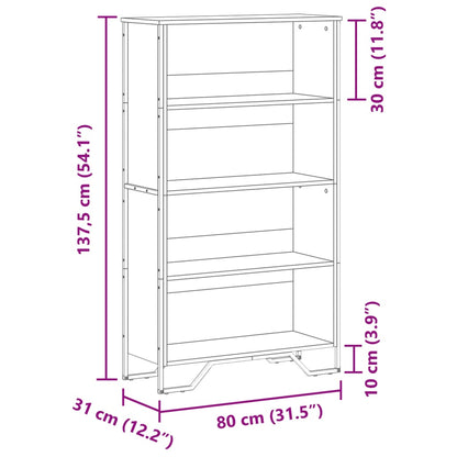 Libreria Nera 80x31x137,5 cm in Legno Multistrato