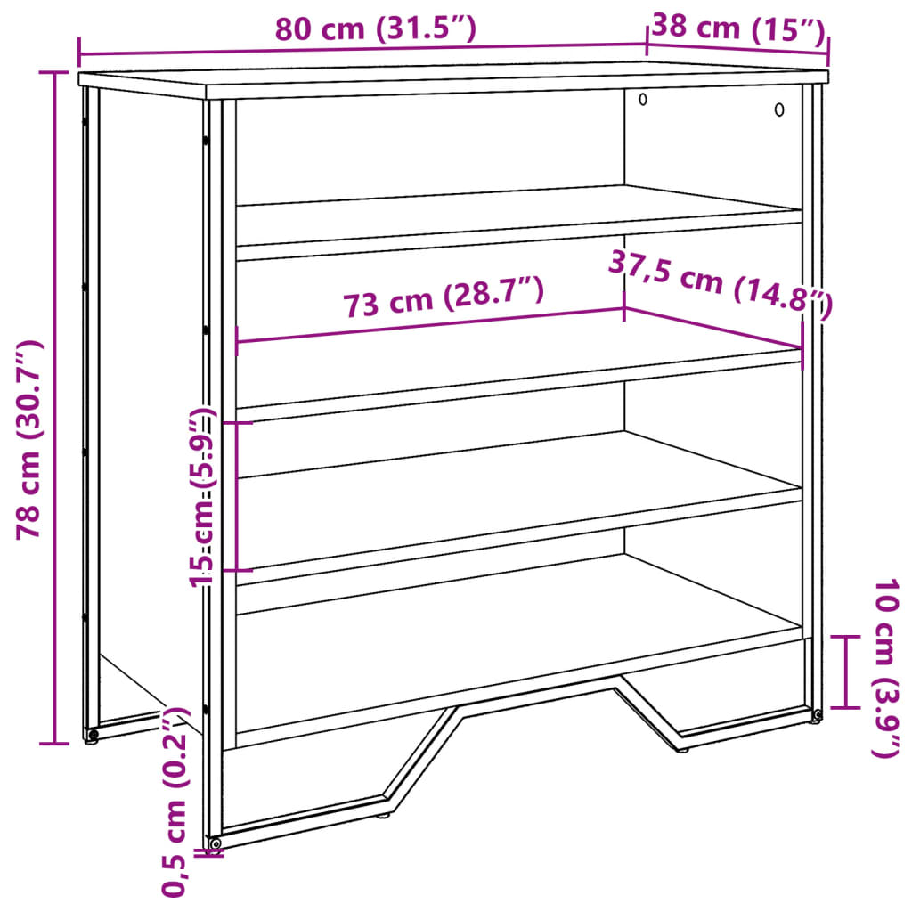 Scarpiera Nera 80x38x78 cm in Truciolato