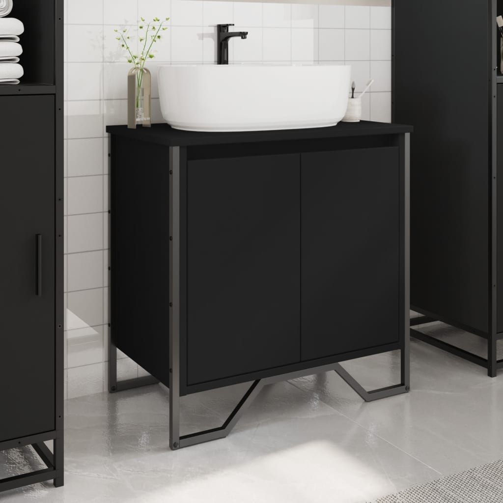 Mobile Lavabo Bagno Nero 60x35x60 cm in Truciolato | homemem39