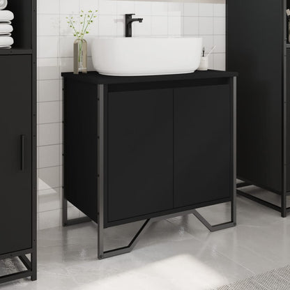 Mobile Lavabo Bagno Nero 60x35x60 cm in Truciolato | homemem39